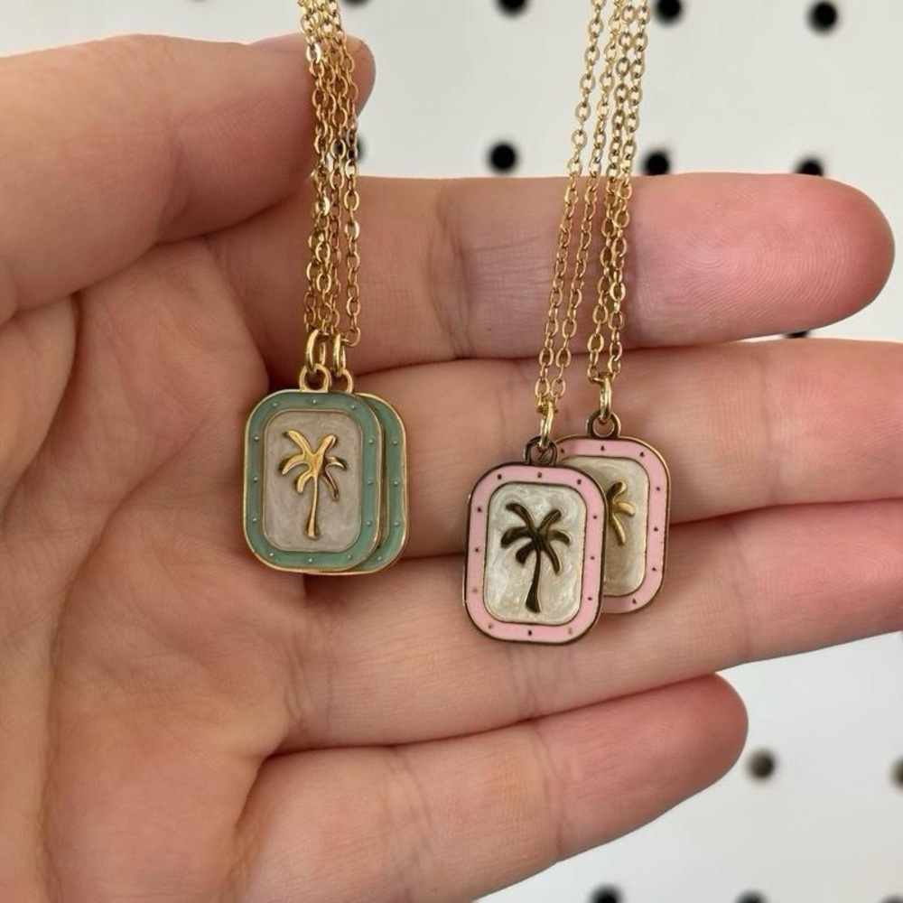 18k gold plated Palm Tree Pendant Necklace